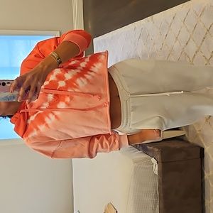 WOMEN'S CENTRAL PARK WEST TIE DYE CROP TOP HOODIE SWEATSHIRT $120